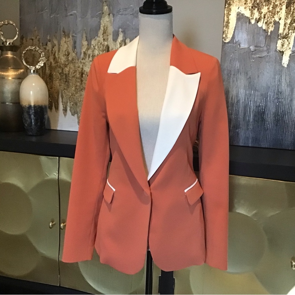 Orange and Ivory Blazer with Tailored Fit